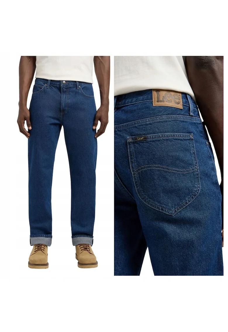Blugi Barbati,  West, Straight Fit, Talie Medie, Lungi, Fermoar, 5 Buzunare, Bumbac, W34-L32 US, Albastru