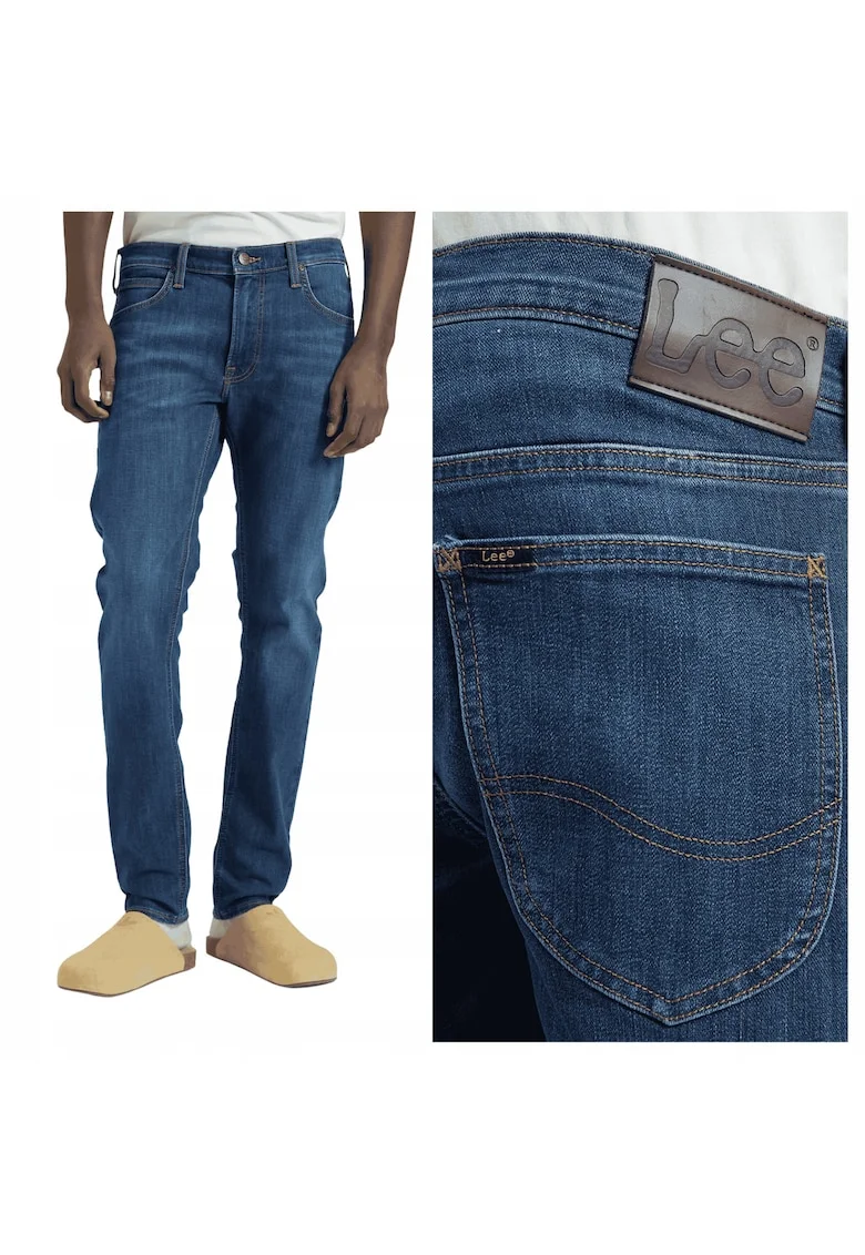 Blugi Barbati,  Luke, Slim Fit, Talie Medie, Lungi, Fermoar, 5 Buzunare, Bumbac, W34-L34 US, Albastru