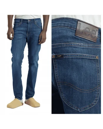 Blugi Barbati,  Luke, Slim Fit, Talie Medie, Lungi, Fermoar, 5 Buzunare, Bumbac, W34-L34 US, Albastru