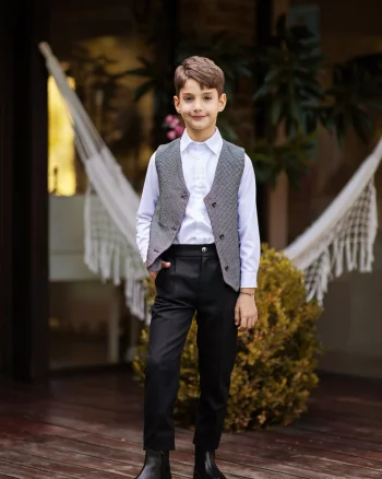 Pantaloni negrii eleganti din stofa pentru baieti - Nolan