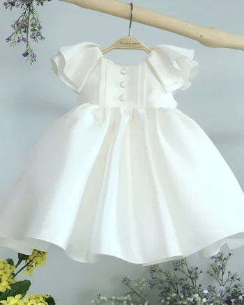 Rochie alba eleganta pentru fete, din tafta - Thalita