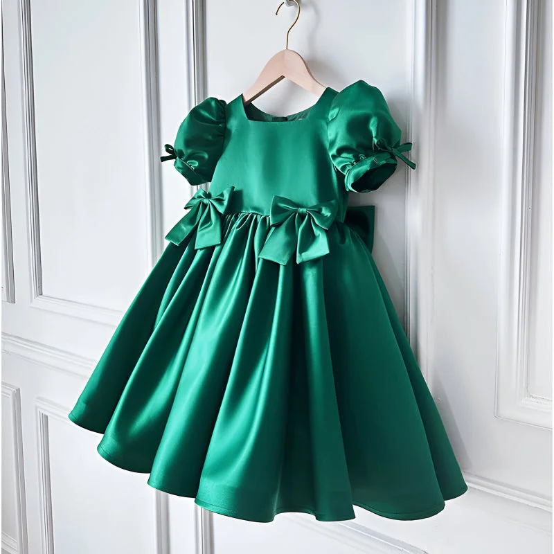 Rochie verde eleganta pentru fete, din tafta - Samira