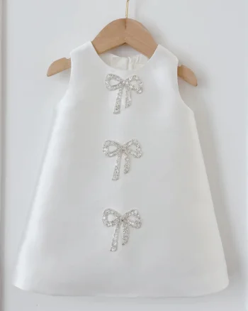 Rochie alba eleganta pentru fete, din tafta - Heidi