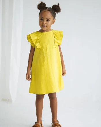 Rochie alba casual din in pentru fete - Marisa
