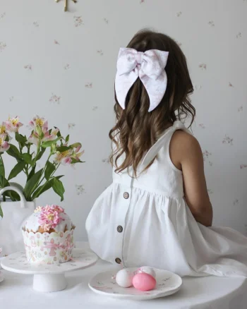 Rochie alba casual din in pentru fete - Lolita