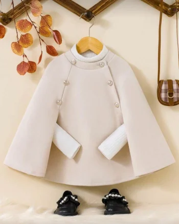 Capa ivory eleganta din stofa pentru fete - Emily