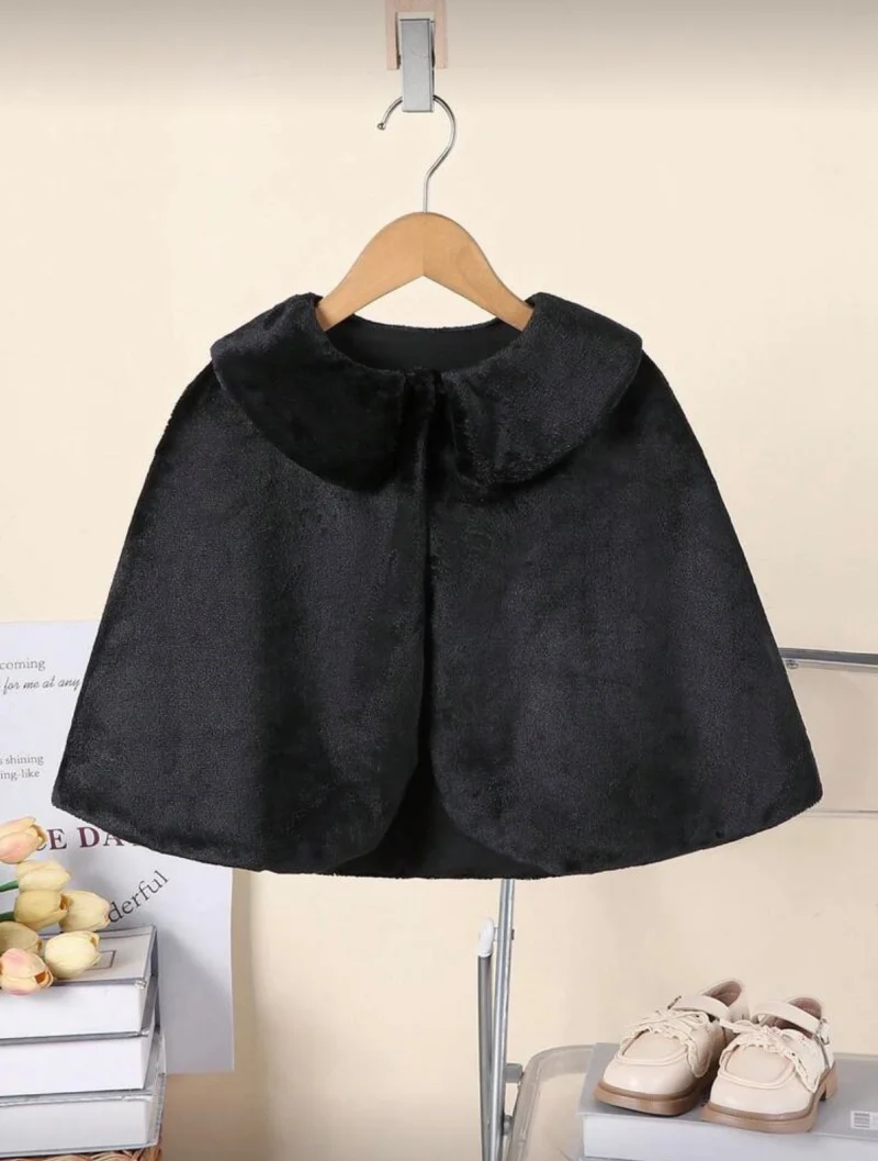 Capa neagra eleganta din blanita ecologica pentru fete - Annabelle