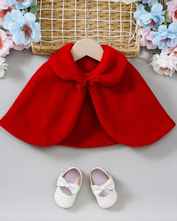 Capa alba eleganta din blanita ecologica pentru fete - Annabelle