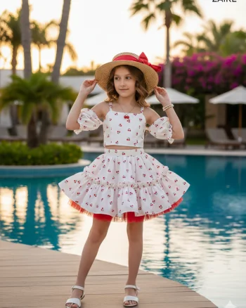 Compleu casual din bumbac cu cirese - Nova