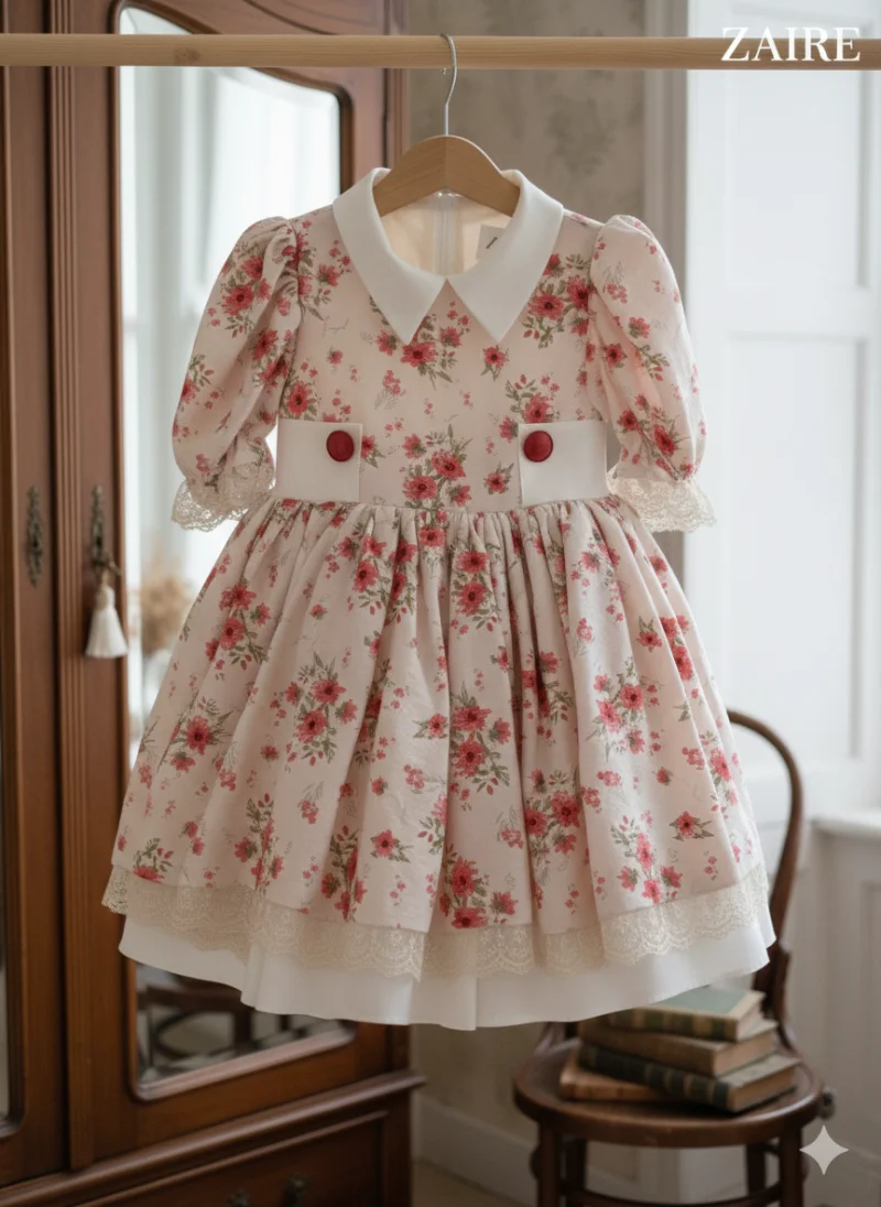 Rochie vintage eleganta cu flori pentru fete - Bella
