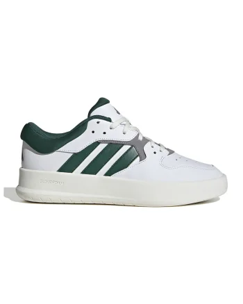 Pantofi sport de piele Court 24, Alb/Verde englez/Gri inchis