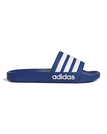 Papuci cu logo Adilette, Alb murdar/Bleumarin