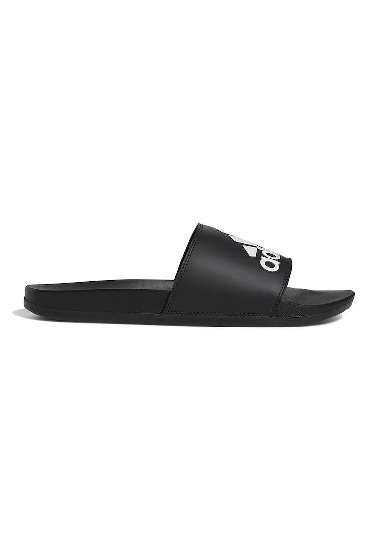Papuci din piele ecologica cu logo contrastant Adilette Comfort, Alb/Negru