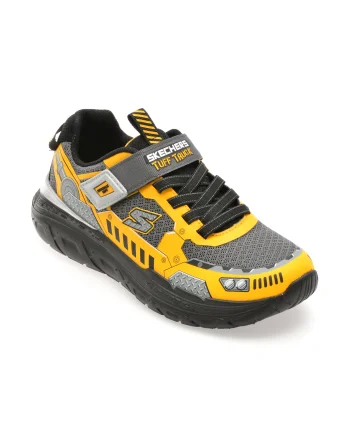 Pantofi sport SKECHERS galbeni, SKECH TRACKS, din material textil
