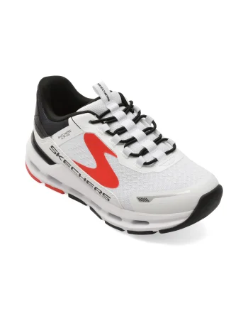 Pantofi sport SKECHERS albi, GLIDE-STEP PLUS, din material textil