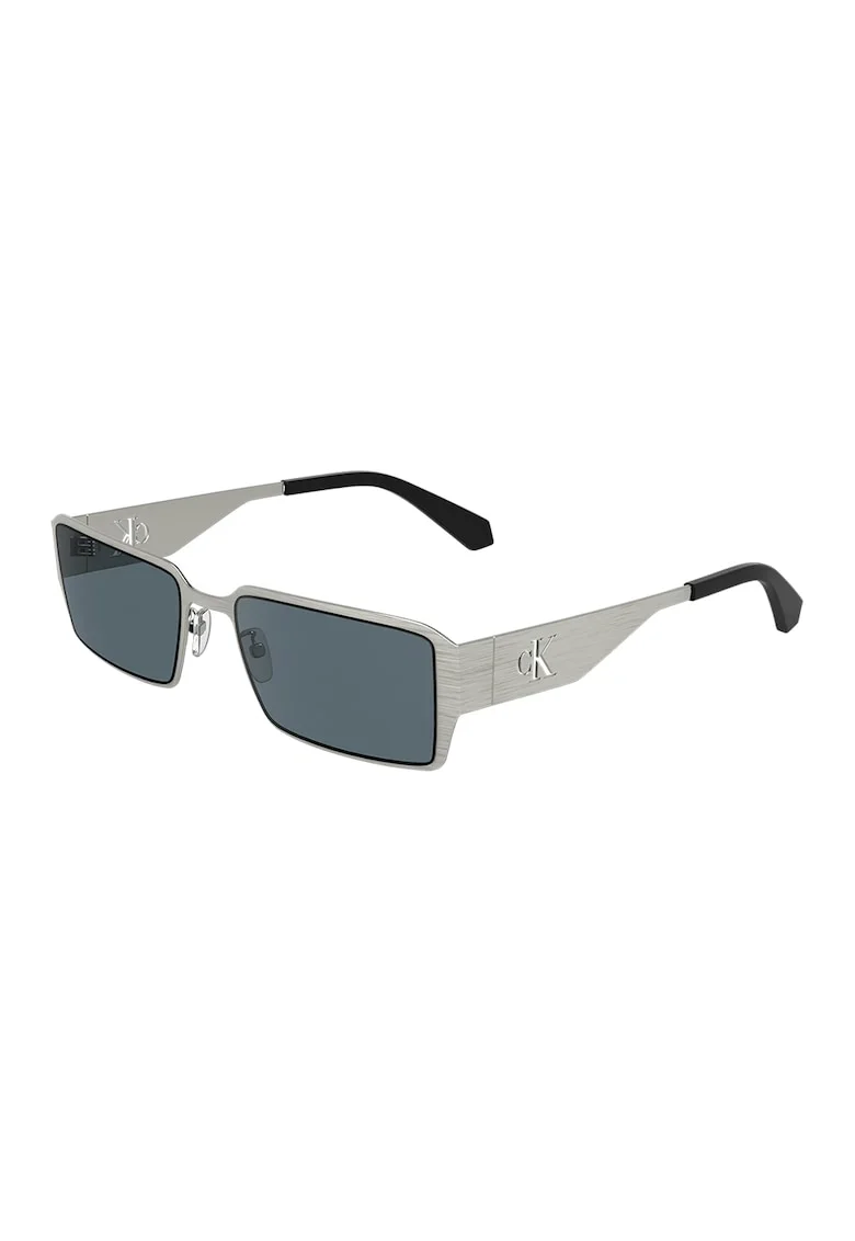 Ochelari de soare dreptunghiulari cu model unisex, Negru/Alb murdar
