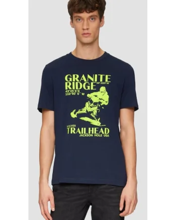 Tricou barbati Bleumarin inchis cu imprimeu frontal