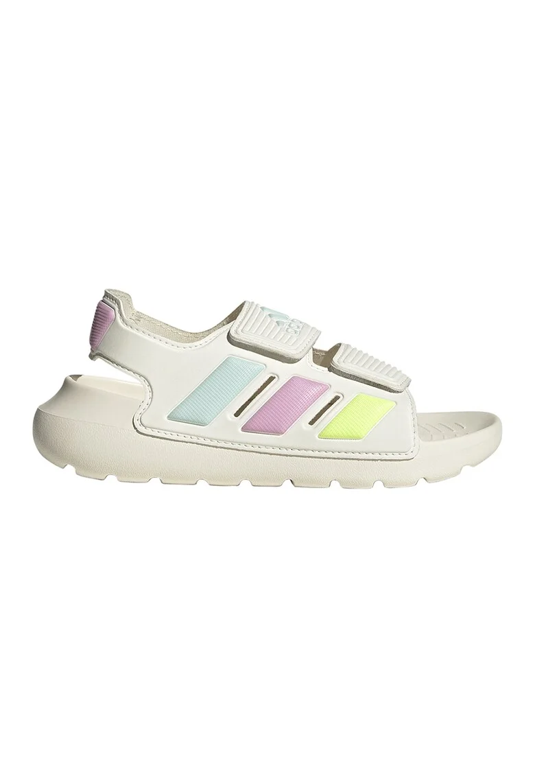 Sandale cu logo si velcro Alta Swim, Alb fildes/Roz pastel/Verde menta