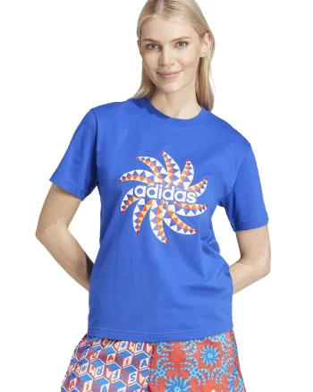 Tricou de bumbac cu decolteu la baza gatului, Alb/Albastru royal
