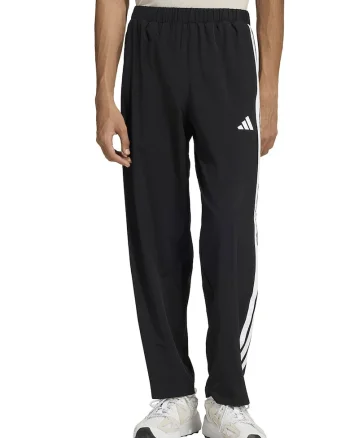 Pantaloni sport cu buzunare laterale si capse la terminatii, Negru