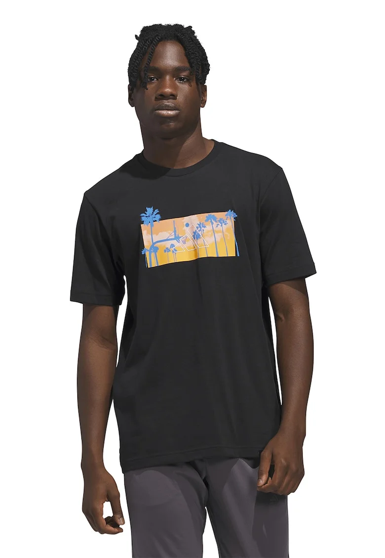 Tricou regular fit Photorl Crt, Negru/Portocaliu