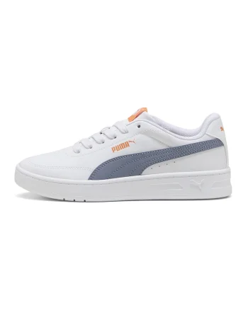 Pantofi sport Court Classic Clean Jr cu sireturi, Alb optic/Gri inchis