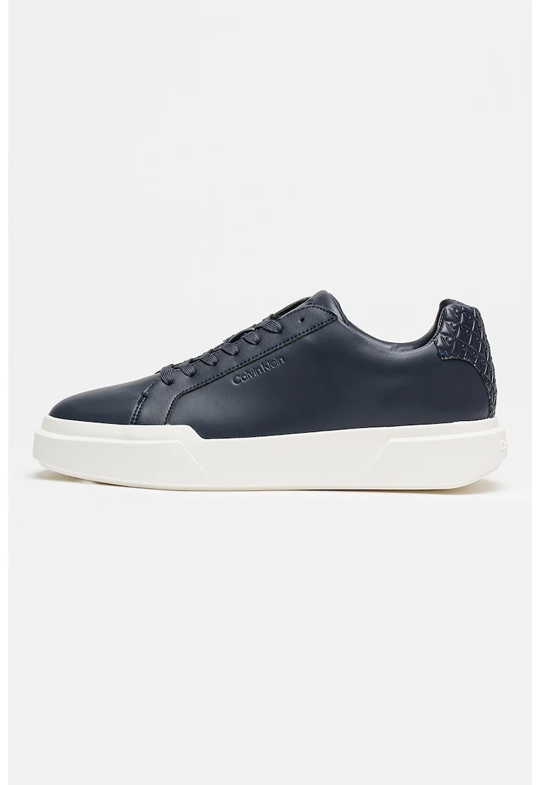 Pantofi sport din piele si piele ecologica, Bleumarin