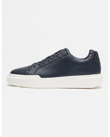 Pantofi sport din piele si piele ecologica, Bleumarin