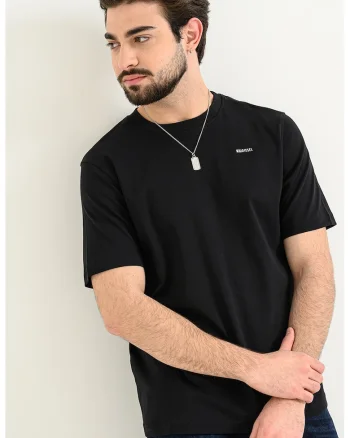Tricou cu logo metalic Adjust, Negru/Argintiu