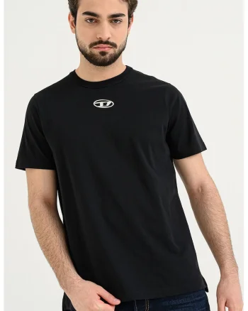 Tricou cu decolteu la baza gatului si logo Adjust, Negru/Argintiu
