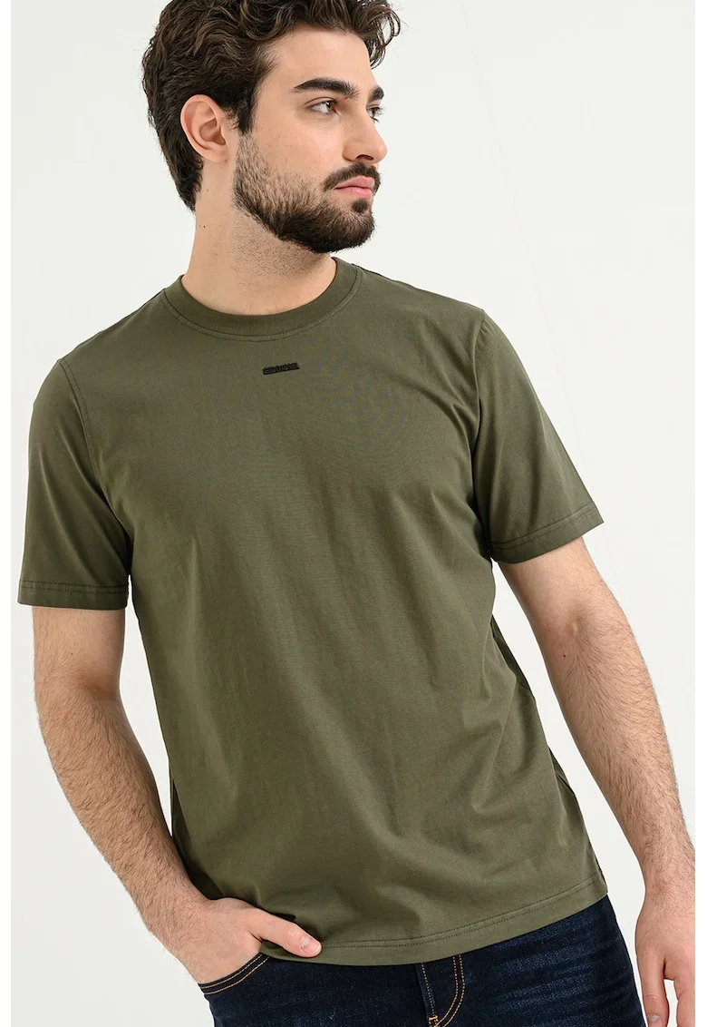 Tricou cu decolteu la baza gatului Adjust, Kaki inchis