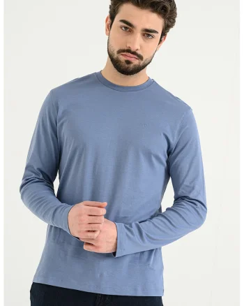 Bluza uni din bumbac, Albastru pastel