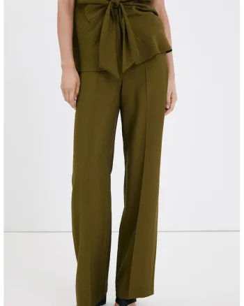 Pantaloni eleganti cu pensa, Verde masliniu