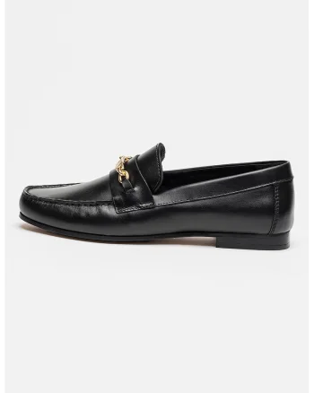 Pantofi loafer din piele cu lant, Negru