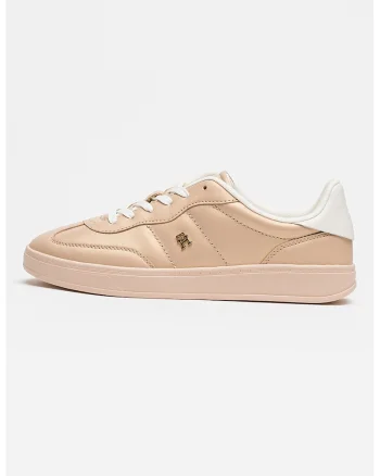 Pantofi sport low-cut din piele, Alb/Auriu