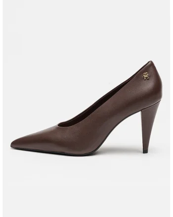 Pantofi din piele cu toc Smooth, Maro cognac