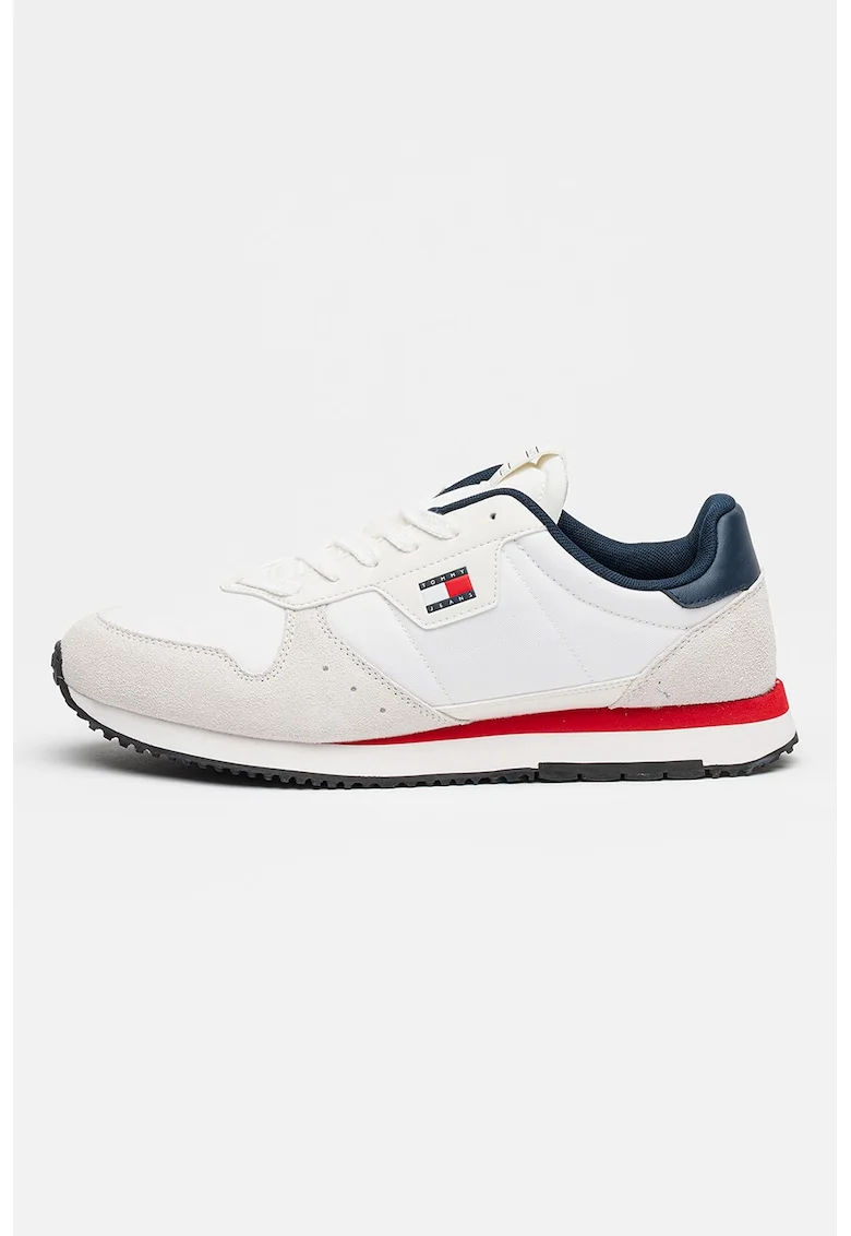 Pantofi sport Eva cu garnituri din piele intoarsa, Alb/Gri