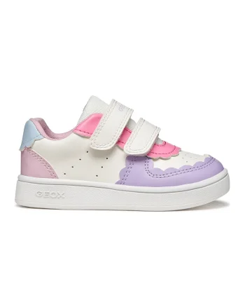 Pantofi sport Eclyper in piele ecologica cu velcro, Lila/Alb optic/Roz