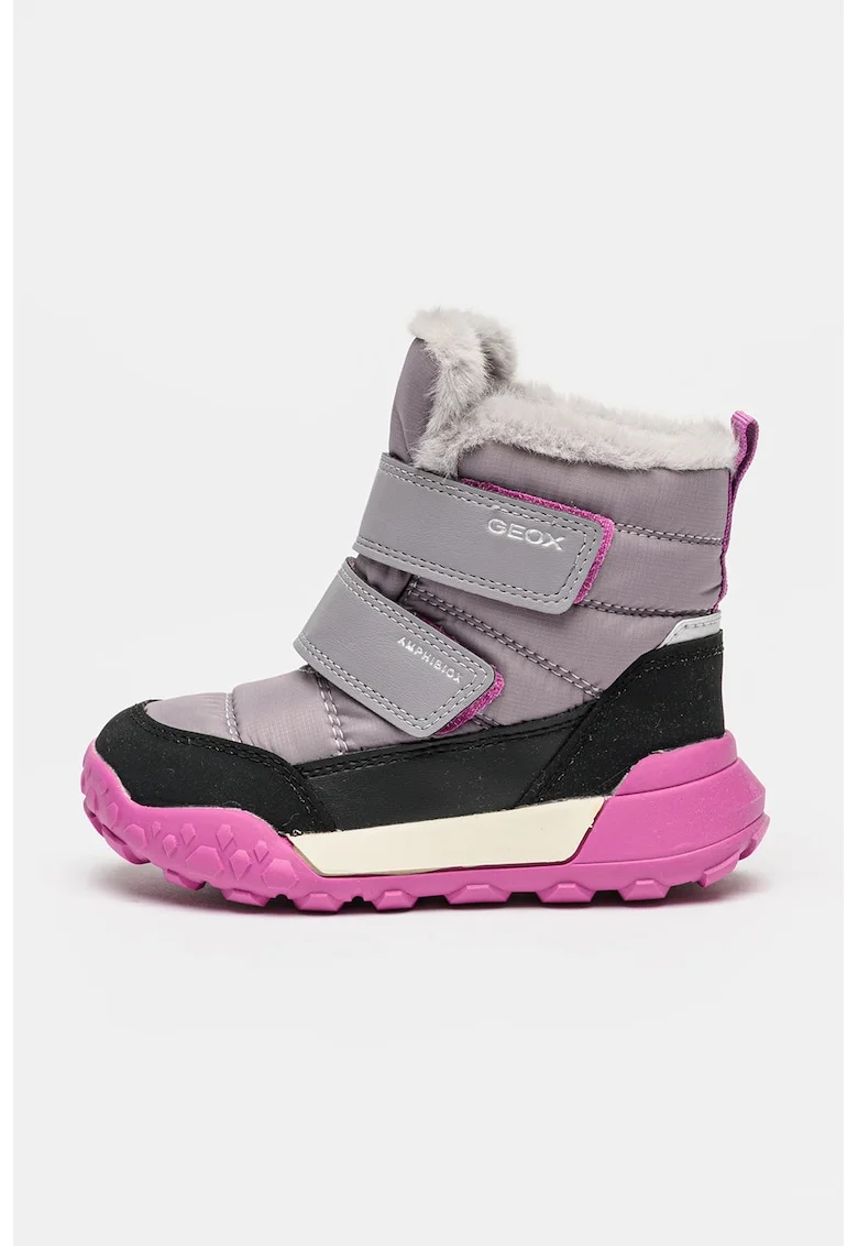 Ghete de iarna cu inchidere velcro Trekkyup, Negru/Lila pal/Ametist