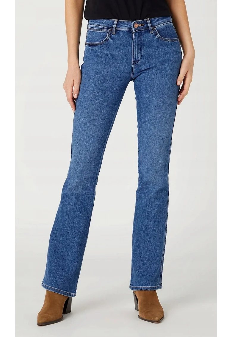Pantaloni de blugi dama  Bootcut 625, albastru camellia, elastici, talie medie, croi evazat