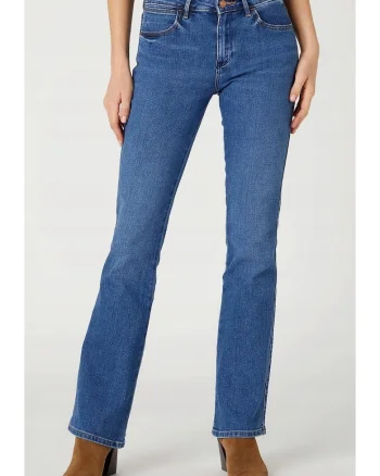 Pantaloni de blugi dama  Bootcut 625, albastru camellia, elastici, talie medie, croi evazat