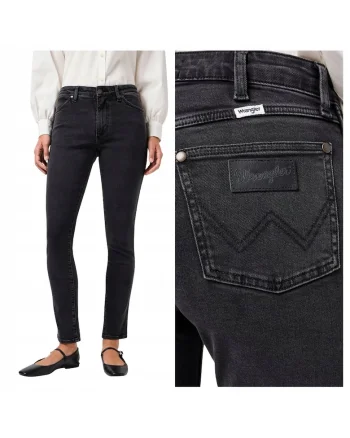 Blugi Dama,  Sienna, Slim Fit, Talie Medie, Lungi, Cu Fermoar, 5 Buzunare, Bumbac, Negru, Negru
