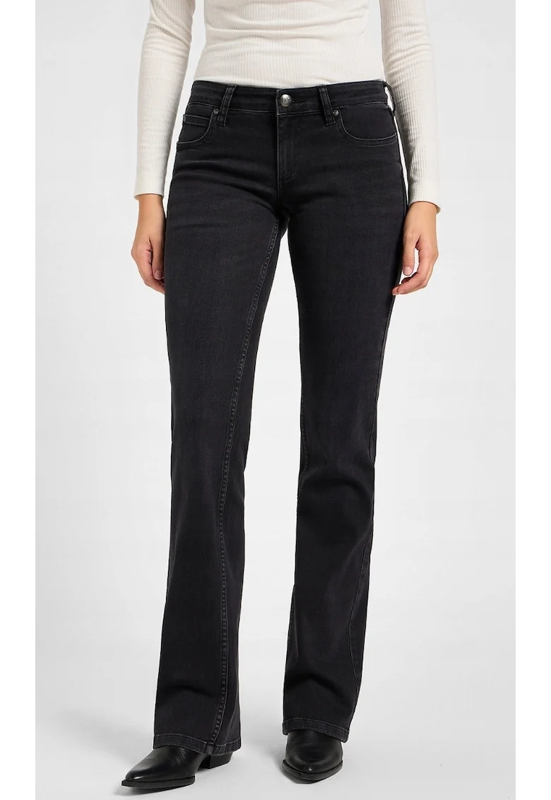 Blugi dama  Jessica bootcut, talie joasa, elasticitate, negru, bumbac/poliester