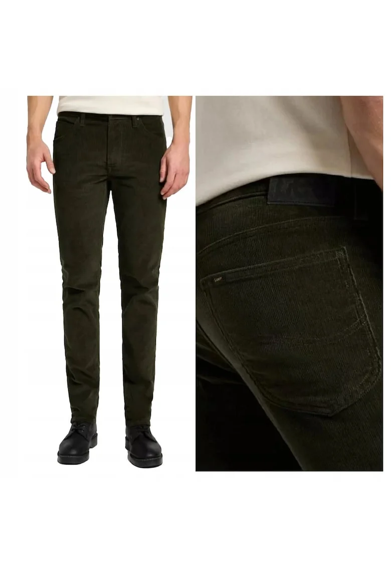 Blugi Barbati,  Daren Zip Fly, Straight Fit, Talie Medie, Fermoar, 5 Buzunare, Lungi, Bumbac, Verde, Verde