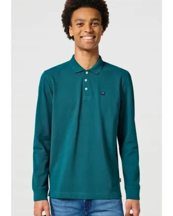 Bluza polo  croiala regulata, bumbac, turcoaz