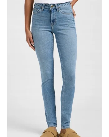 Pantaloni jeans dama  Scarlett High, skinny, talie inalta, albastru, elastic,