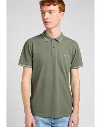 Tricou polo  verde, bumbac, cu logo