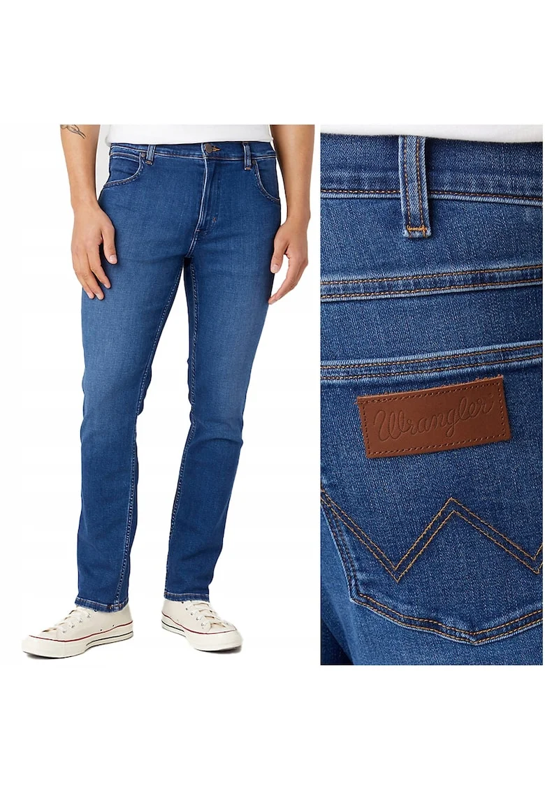 Blugi Barbati,  Greensboro, Straight Fit, Talie Medie, 5 Buzunare, Fermoar, Lungi, Bumbac, W31-L34 US, Albastru