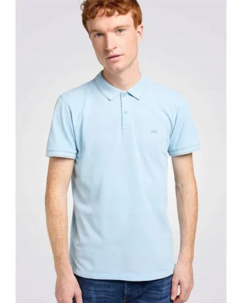 Tricou polo  albastru melanj, bumbac, croiala, Albastru
