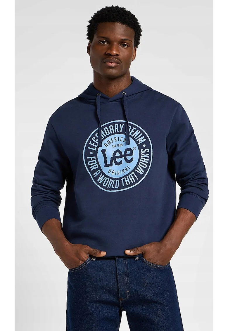 Hanorac barbati,  Legendary Hoodie, bleumarin cu imprimeu logo, bumbac